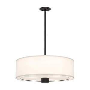 Alora - PD547924MBWL - Three Light Pendant - Theo - Matte Black/White Linen