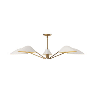 Alora - PD550545WHAG - Five Light Pendant - Oscar - Aged Gold/White