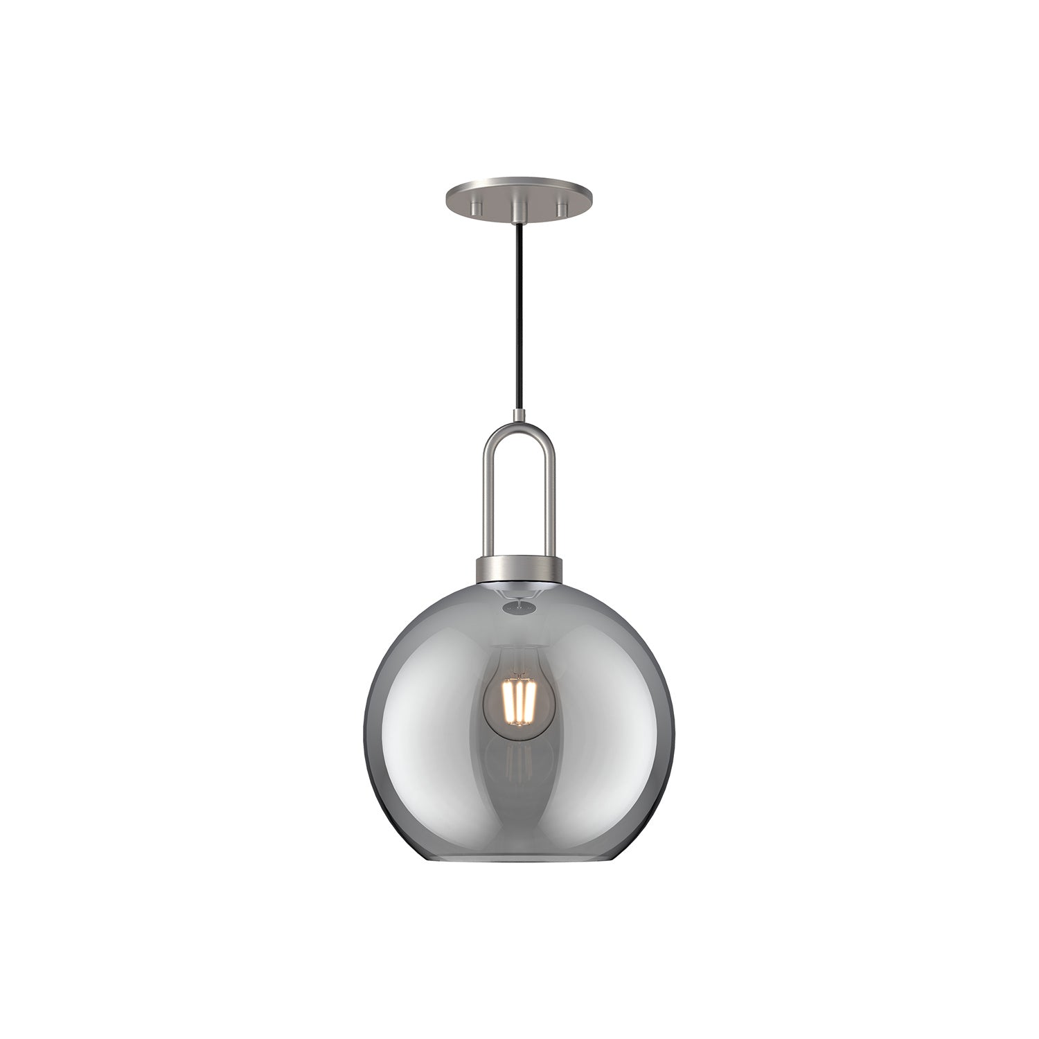 Alora - PD601710BNSM - One Light Pendant - Soji - Brushed Nickel/Smoked Solid Glass