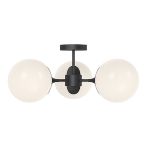 Alora - SF505326MBOP - Three Light Semi-Flush Mount - Nouveau - Matte Black/Opal Matte Glass