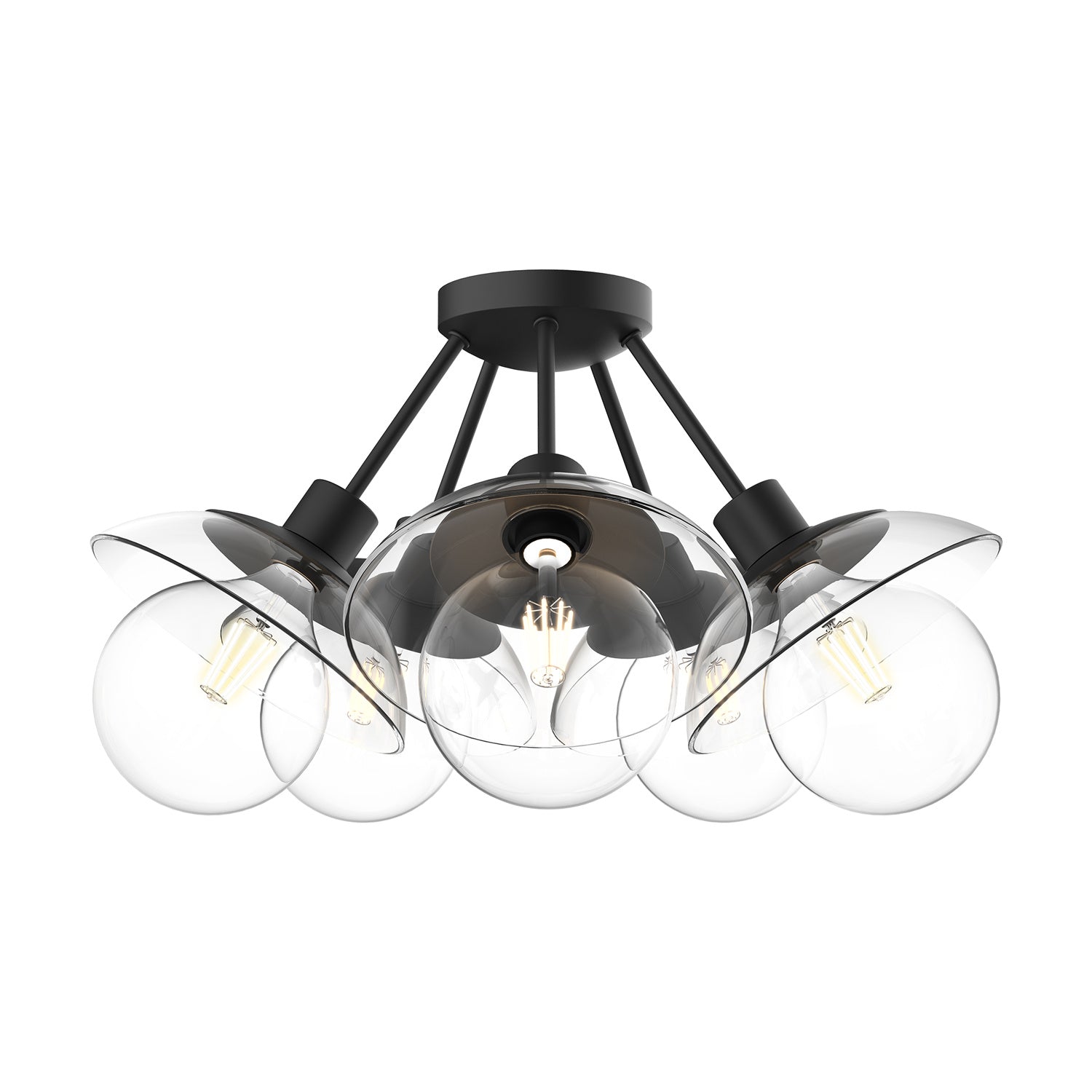 Alora - SF517220MBCL - Five Light Semi-Flush Mount - Francesca - Clear Glass/Matte Black