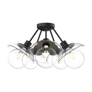 Alora - SF517220MBCL - Five Light Semi-Flush Mount - Francesca - Clear Glass/Matte Black