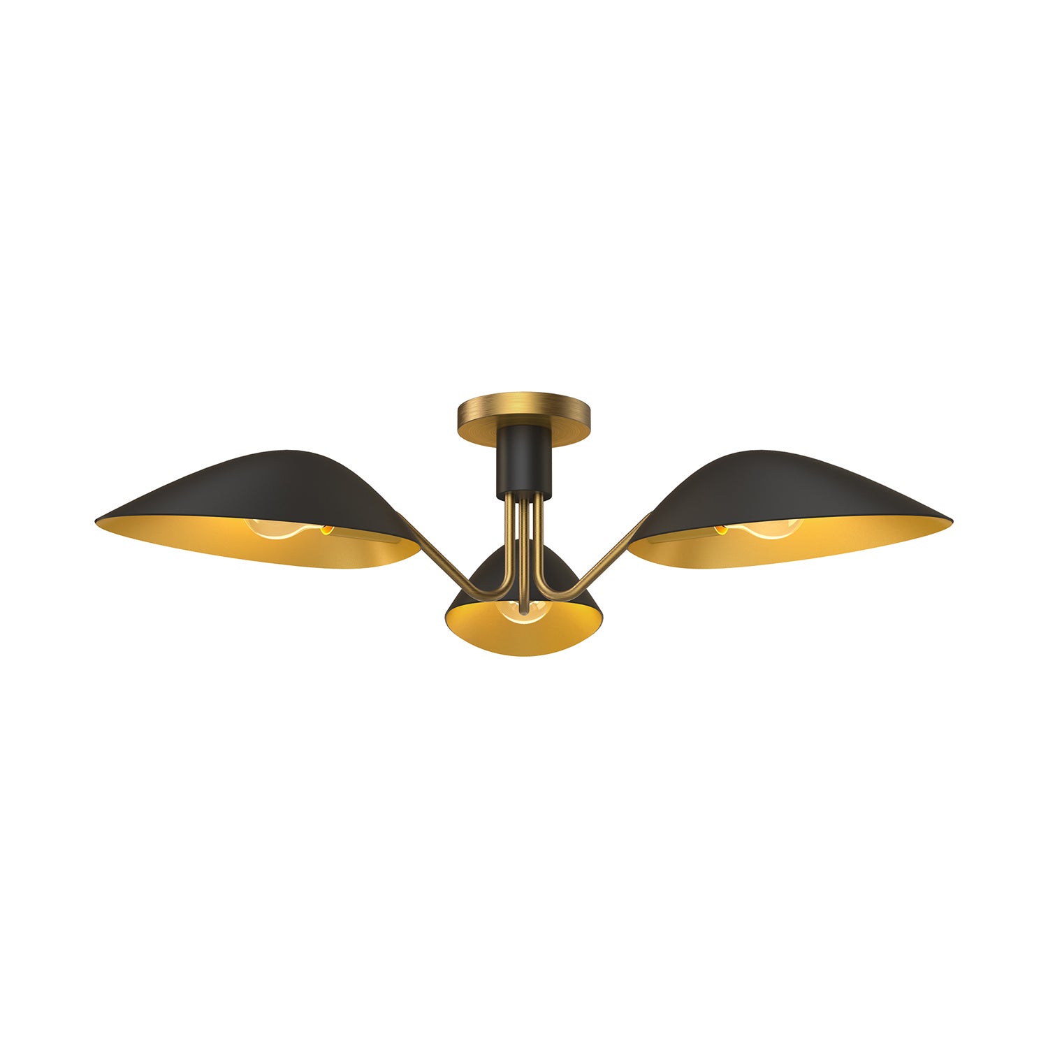 Alora - SF550332MBAG - Three Light Semi-Flush Mount - Oscar - Aged Gold/Matte Black