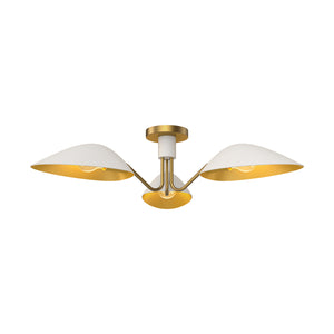 Alora - SF550332WHAG - Three Light Semi-Flush Mount - Oscar - Aged Gold/White