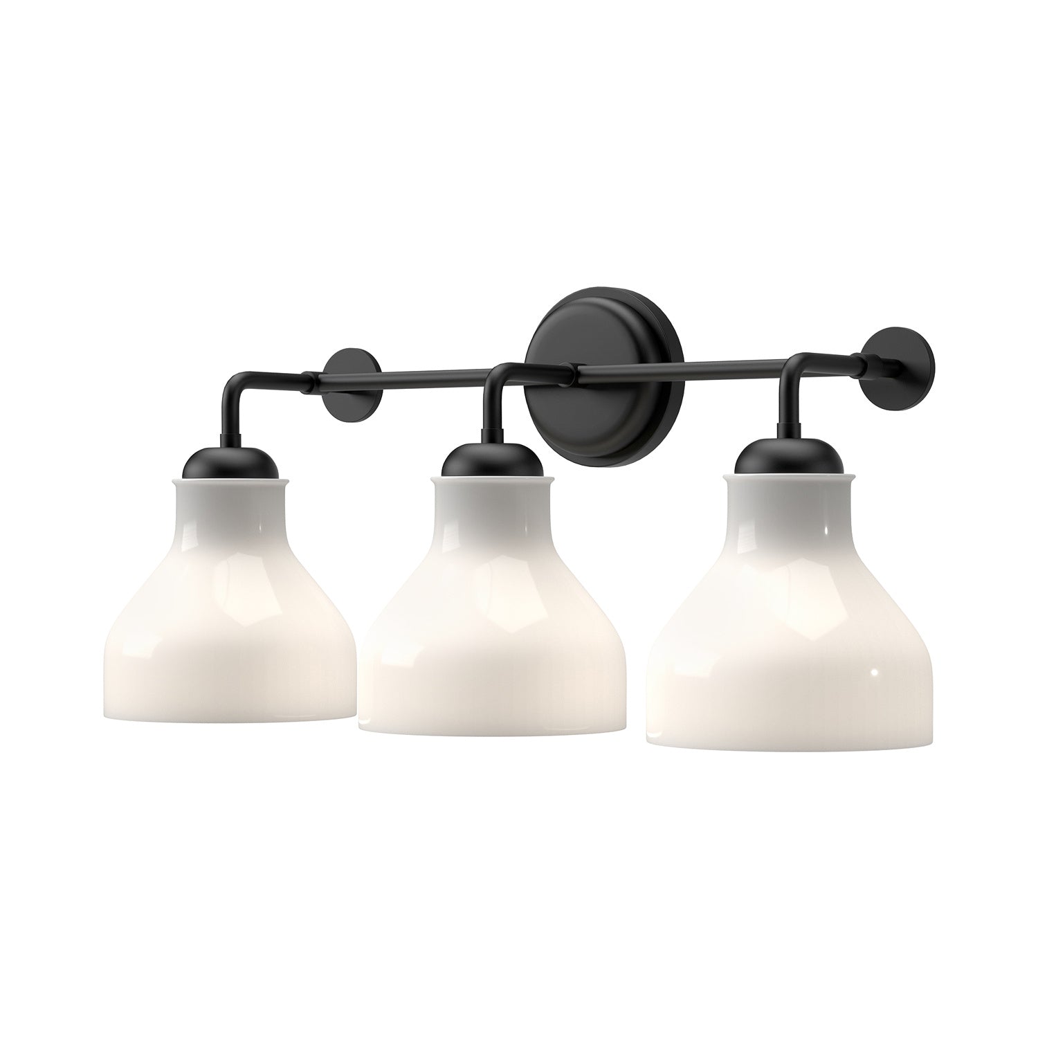 Alora - VL540322MBGO - Three Light Bathroom Fixtures - Westlake - Glossy Opal Glass/Matte Black