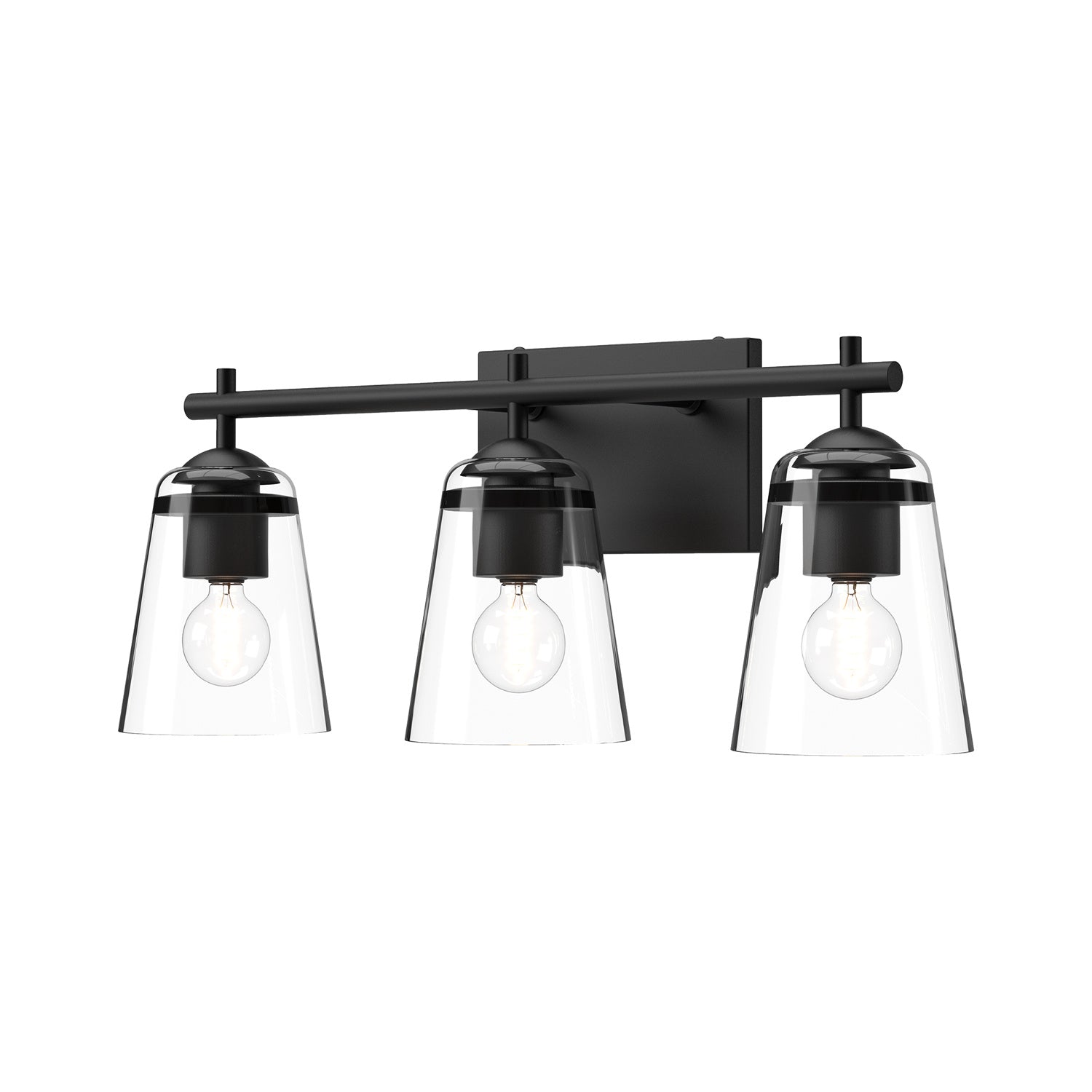 Alora - VL638221MBCL - Three Light Bathroom Fixtures - Addison - Clear Glass/Matte Black