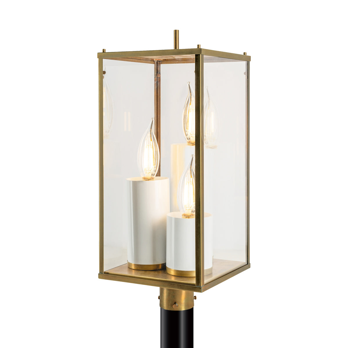 Norwell Lighting - 1152-AG-CL - Three Light Post Mount - Back Bay - Aged Brass