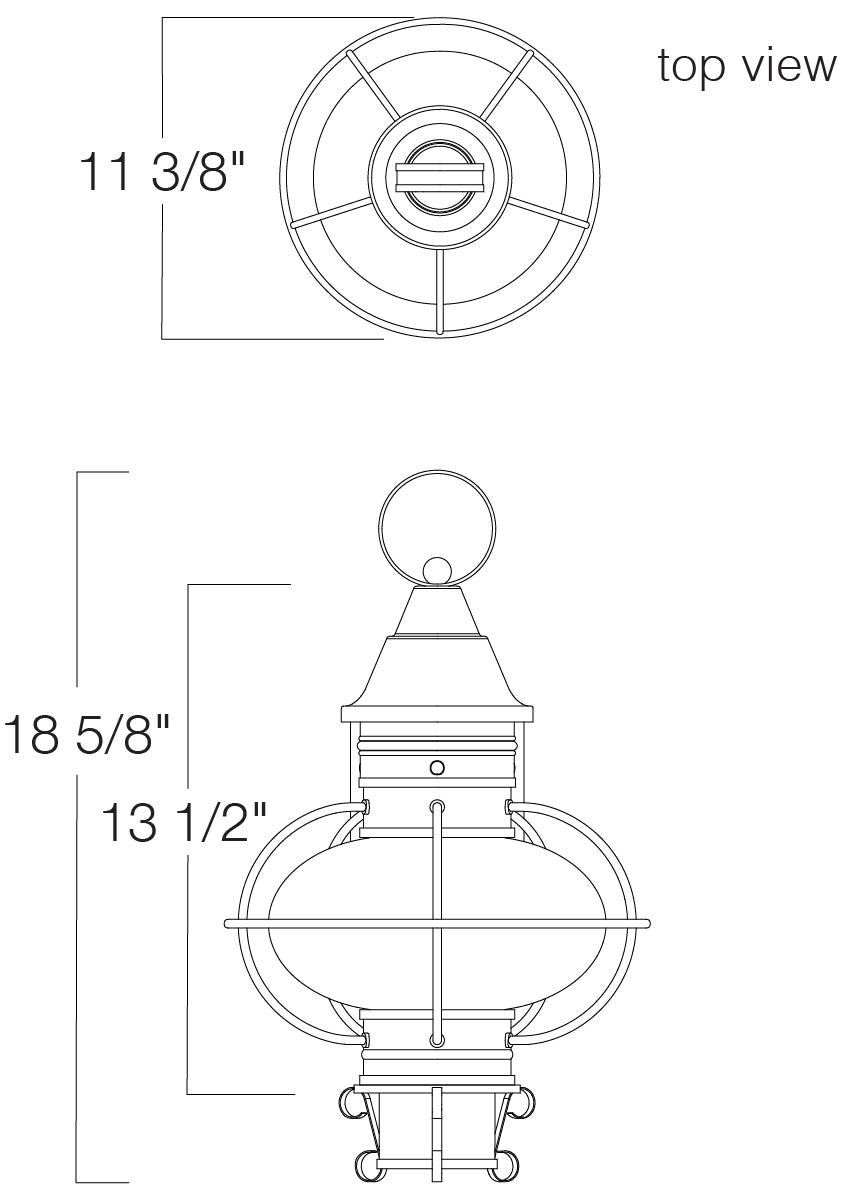 Norwell Lighting - 1711-AN-CL - One Light Post Mount - American Onion - Antique Brass