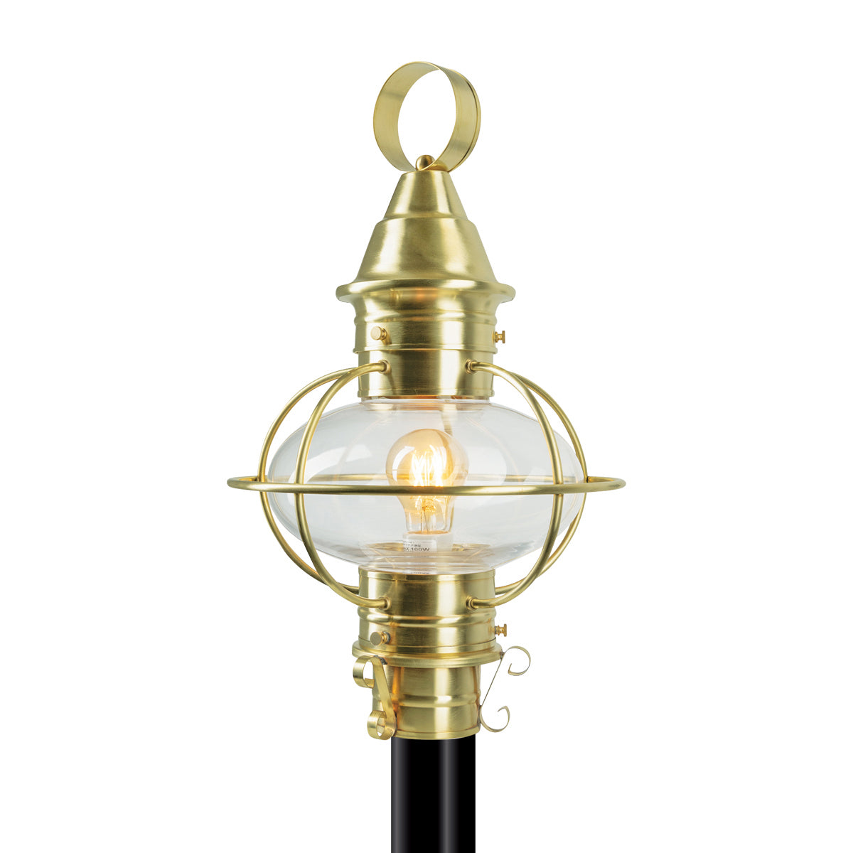 Norwell Lighting - 1711-SB-CL - One Light Post Mount - American Onion - Satin Brass