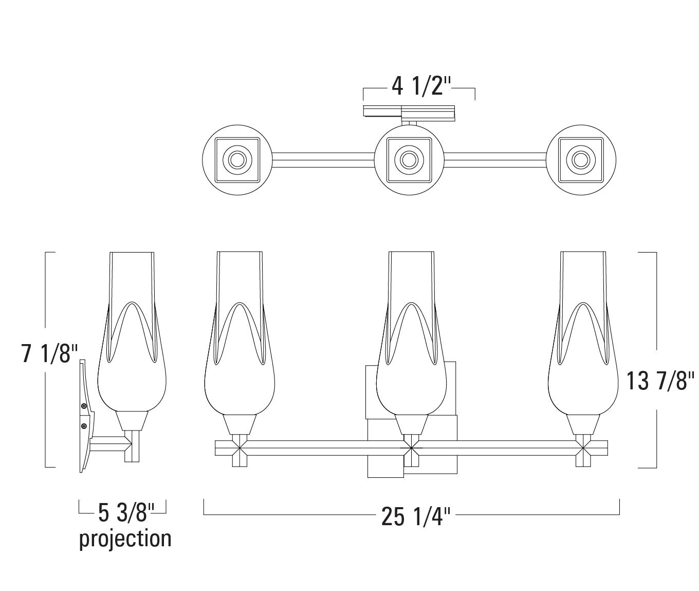 Norwell Lighting - 8177-CH-MO - Three Light Vanity - Fleur - Chrome