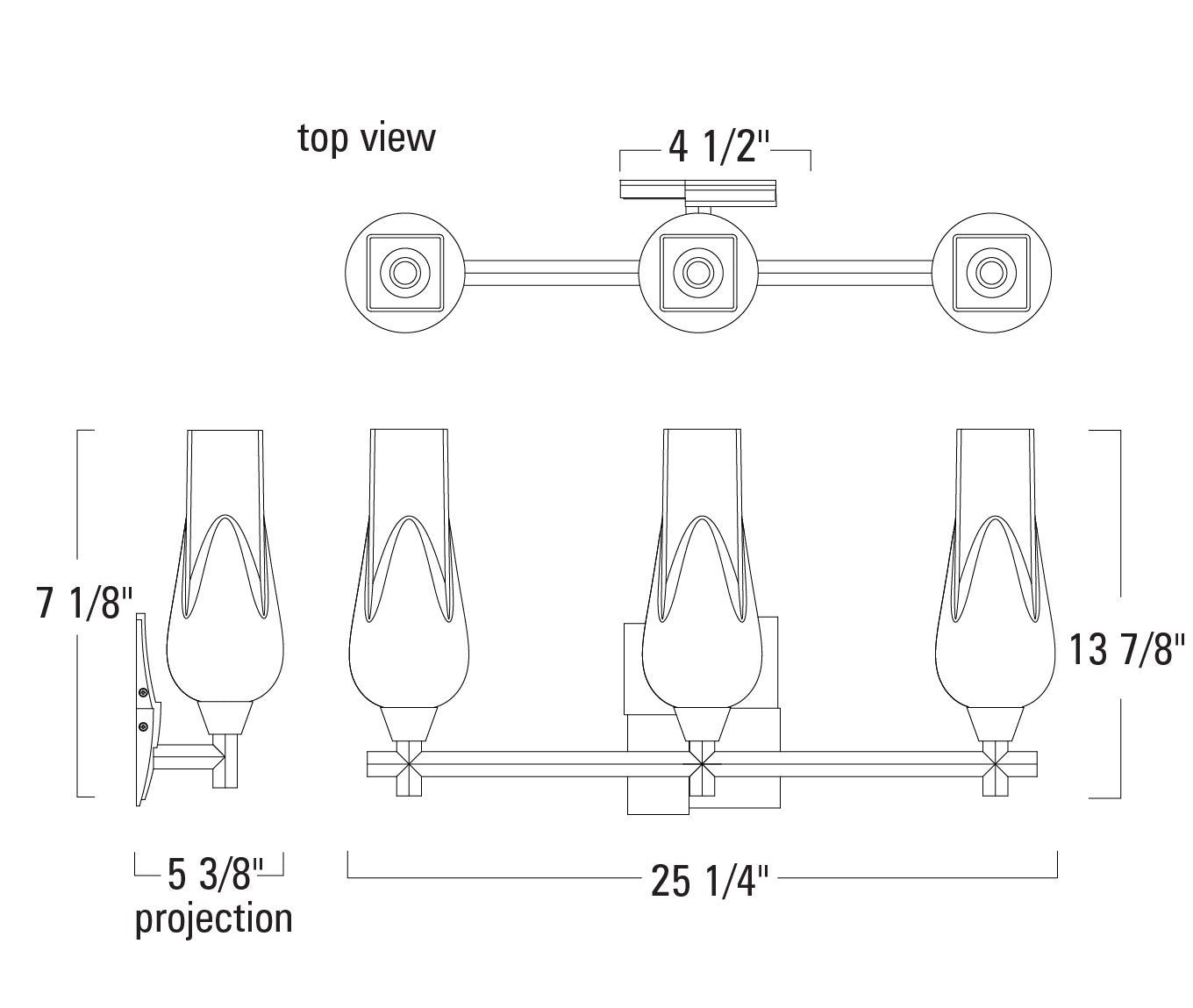 Norwell Lighting - 8177-MB-MO - Three Light Vanity - Fleur - Matte Black