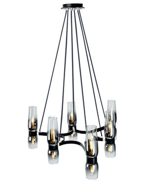 Norwell Lighting - 9775-MBCH-CLGR - 12 Light Chandelier - Flame - Matte Black With Chrome