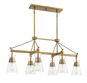 Savoy House - 1-1833-6-322 - Six Light Linear Chandelier - Lakewood - Warm Brass