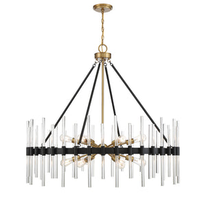 Savoy House - 1-1934-12-143 - 12 Light Chandelier - Santiago - Matte Black with Warm Brass Accents