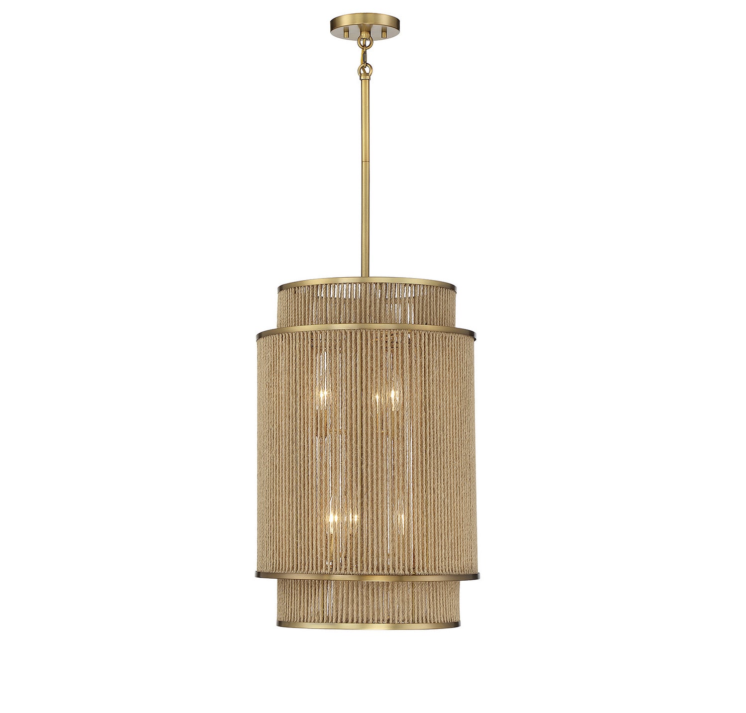 Savoy House - 3-1773-6-320 - Six Light Pendant - Ashburn - Warm Brass and Rope