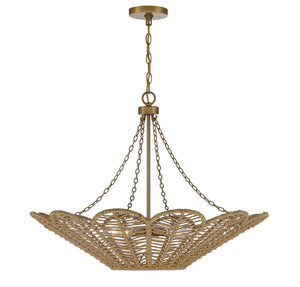 Savoy House - 7-1825-5-320 - Five Light Pendant - Cyperas - Warm Brass and Rope