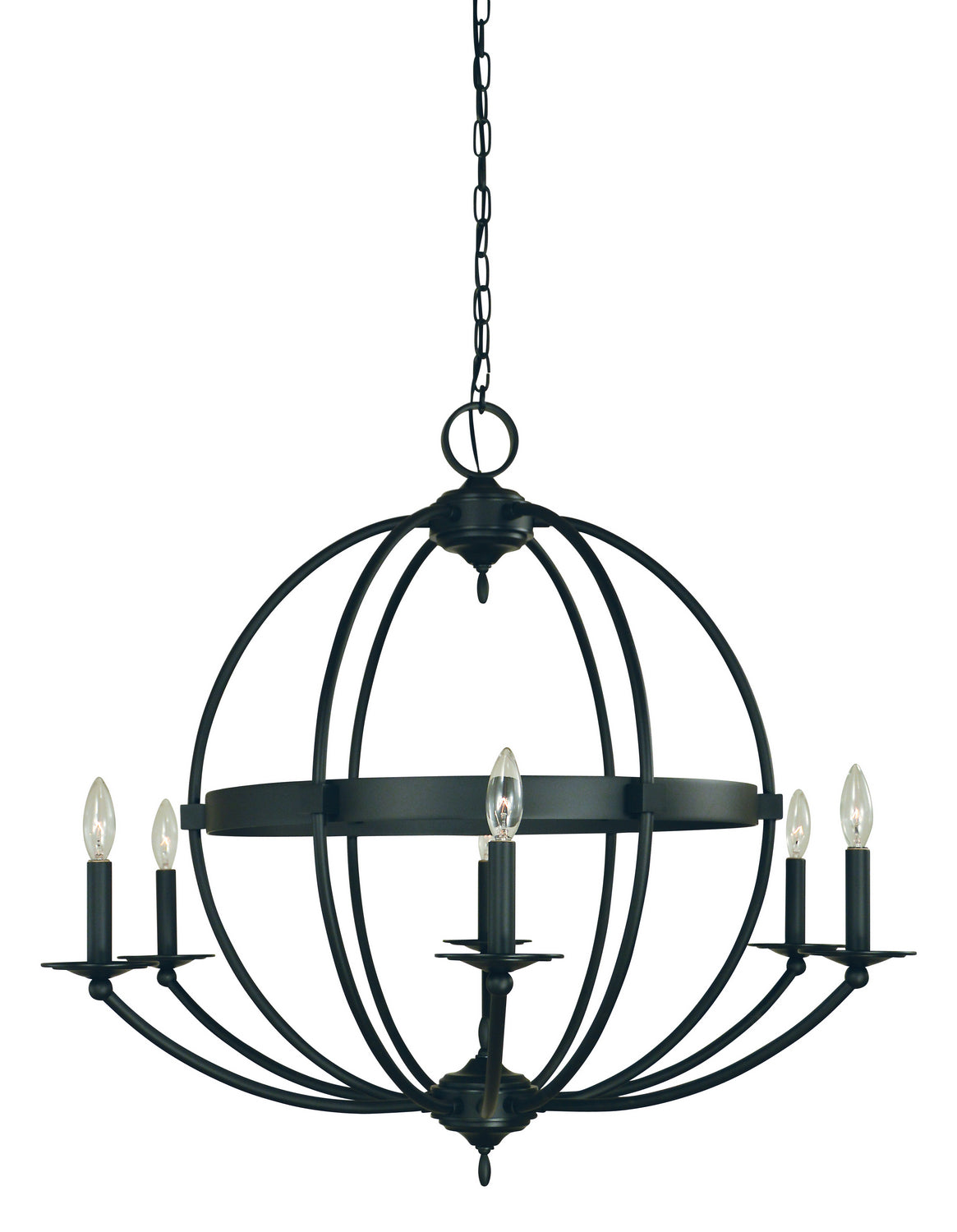 Framburg - L1156 MBLACK - Six Light Chandelier - Aurora - Matte Black