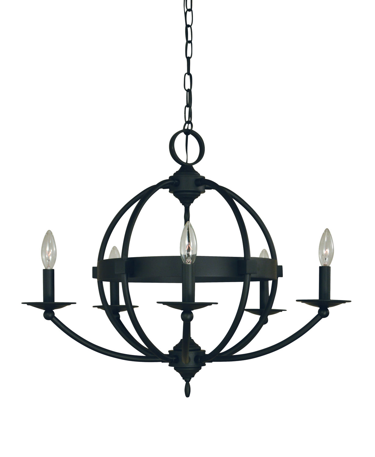 Framburg - L1155 MBLACK - Five Light Chandelier - Aurora - Matte Black