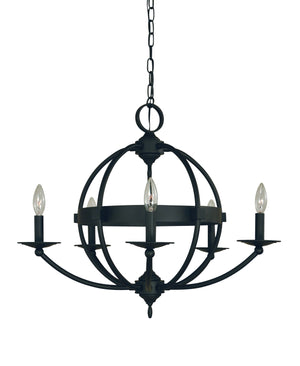 Framburg - L1155 MBLACK - Five Light Chandelier - Aurora - Matte Black