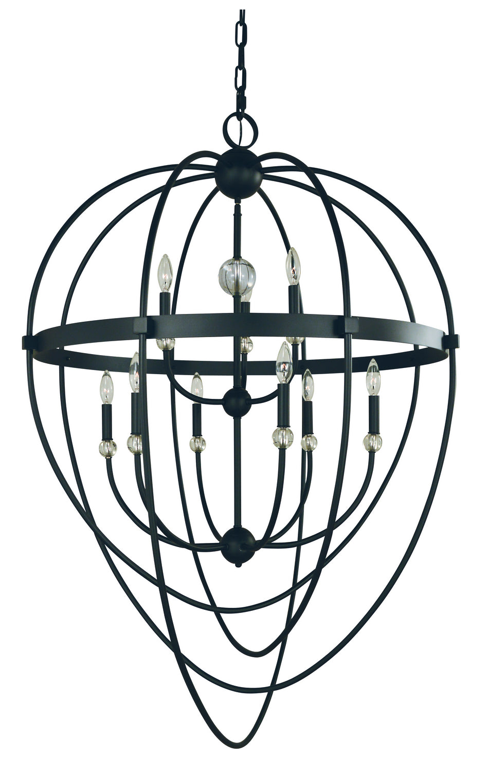 Framburg - L1154 MBLACK - Nine Light Foyer Chandelier - Elizabeth - Matte Black