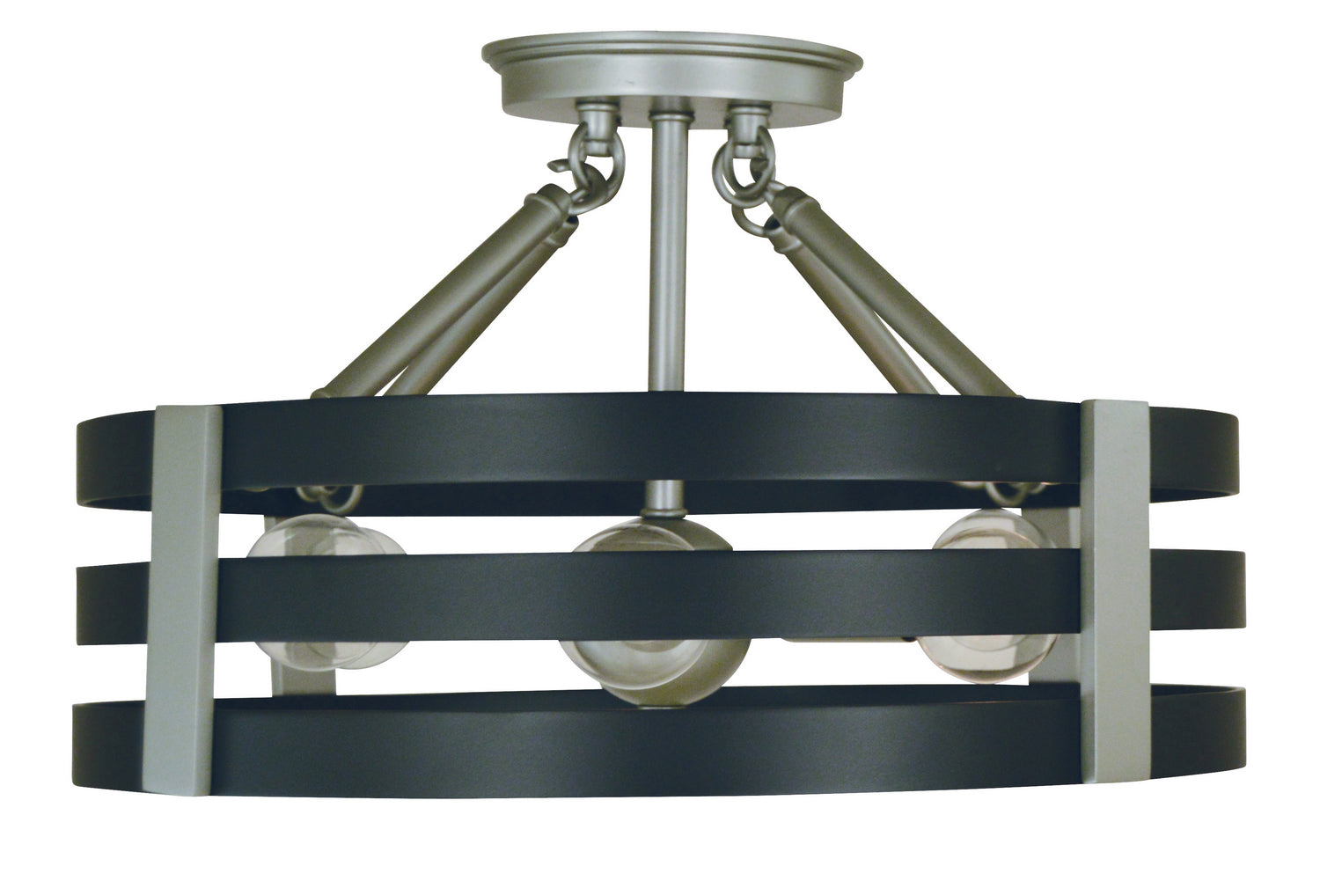 Framburg - L1121 SP/MBLACK - Six Light Semi Flush Mount - Luxe - Satin Pewter/Matte Black