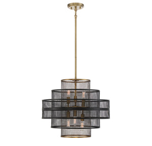 Savoy House - 7-1927-6-143 - Six Light Pendant - Kelvin - Matte Black with Warm Brass Accents