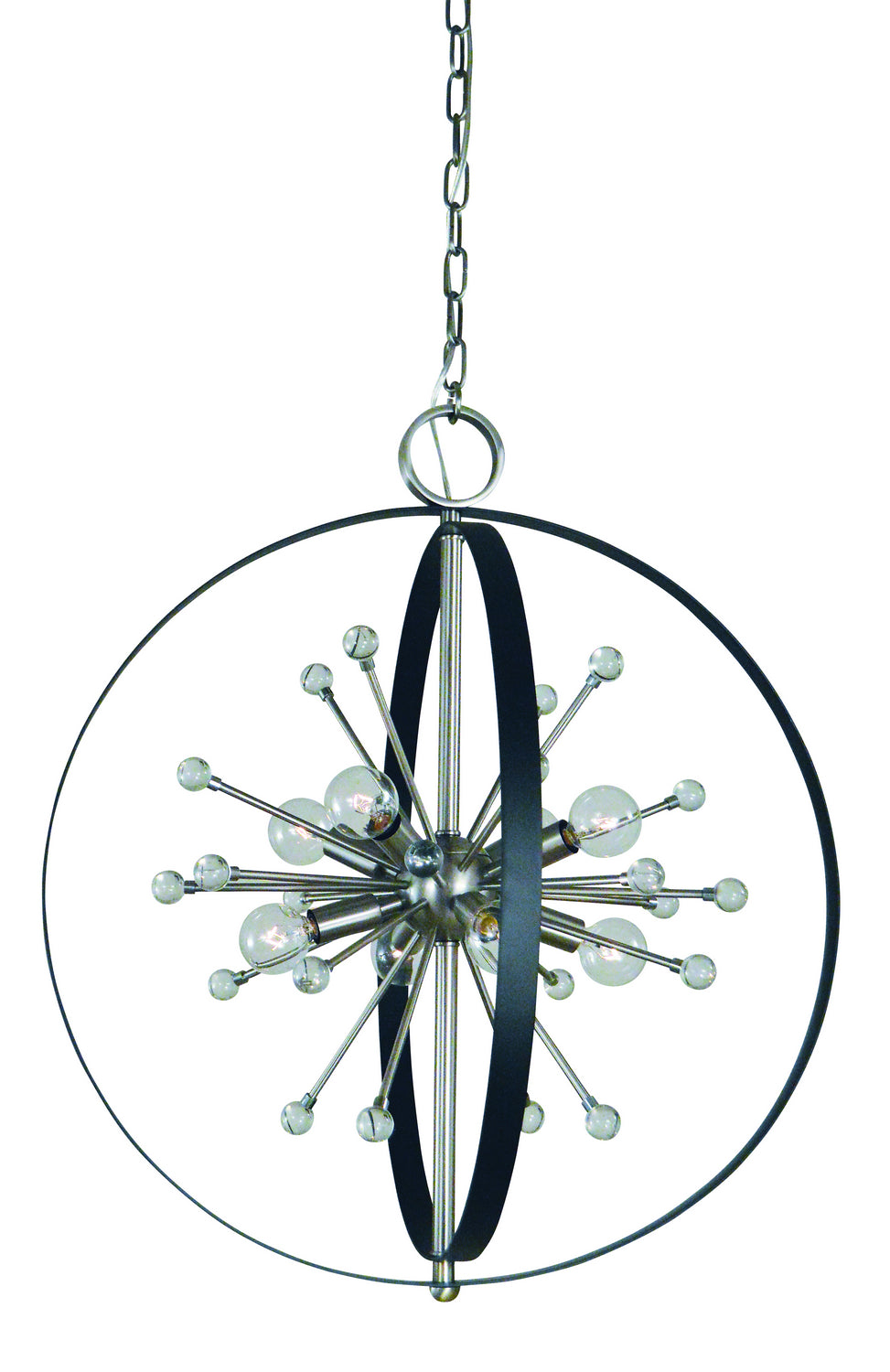 Framburg - L1108 BN/MBLACK - Eight Light Chandelier - Nucleus - Brushed Nickel with Matte Black Accents