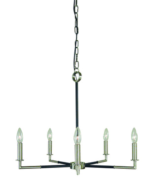 Framburg - L1085 BN/MBLACK - Five Light Chandelier - Schiller - Brushed Nickel with Matte Black Accents