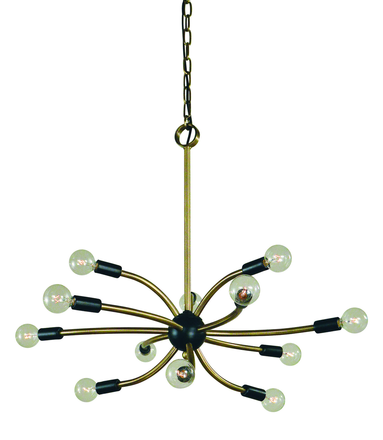 Framburg - L1072 AB/MBLACK - 12 Light Chandelier - Comet - Antique Brass with Matte Black Accents