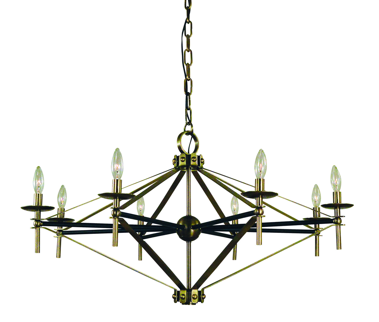 Framburg - L1028 AB/MBLACK - Eight Light Chandelier - Fleurette - Antique Brass with Matte Black Accents