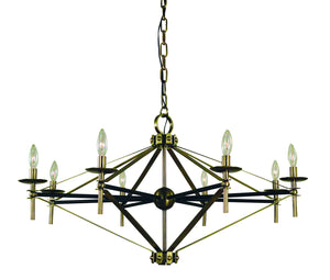 Framburg - L1028 AB/MBLACK - Eight Light Chandelier - Fleurette - Antique Brass with Matte Black Accents