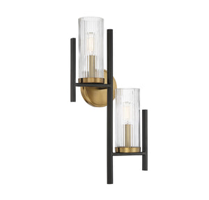 Savoy House - 9-1905-2-143 - Two Light Wall Sconce - Midland - Matte Black with Warm Brass Accents