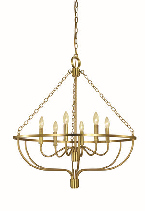 Framburg - 5680 BR - Six Light Chandelier - West Town - Brushed Brass