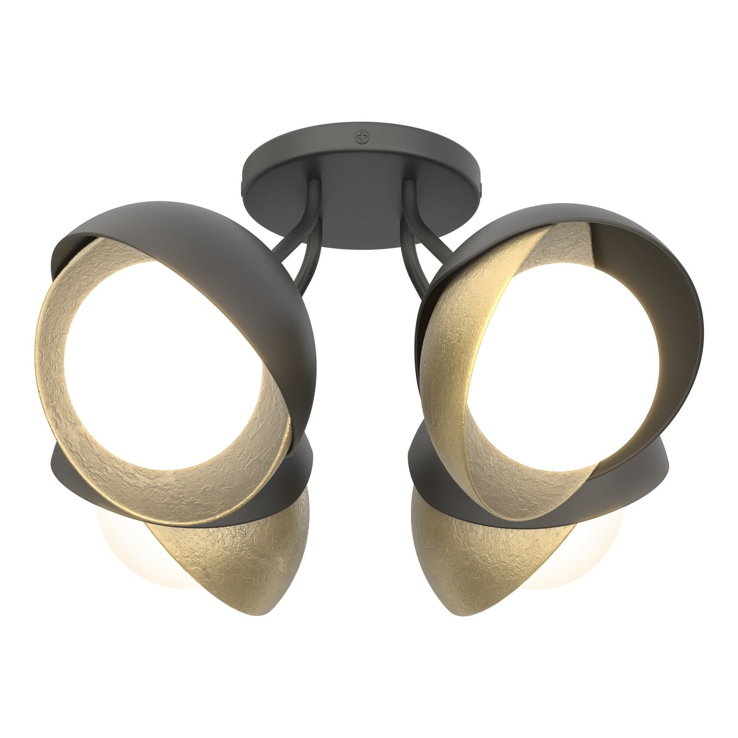 Hubbardton Forge - 121376-SKT-10-86-GG0711 - Brooklyn 4-Light Double Shade Semi-Flush - Brooklyn - Black