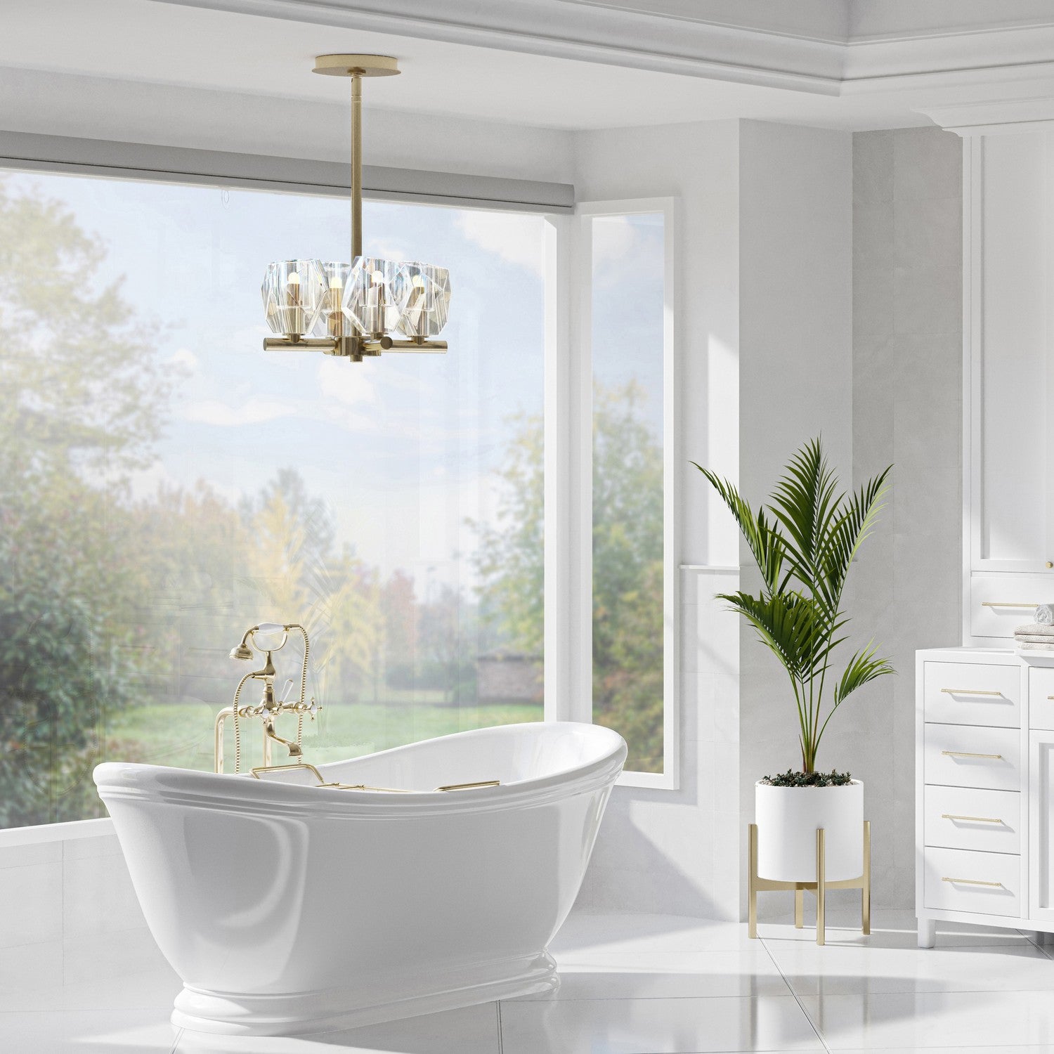 Hubbardton Forge - 131061-SKT-MULT-86-CR - Gatsby 4-Light Semi-Flush/Pendant - Gatsby - Modern Brass