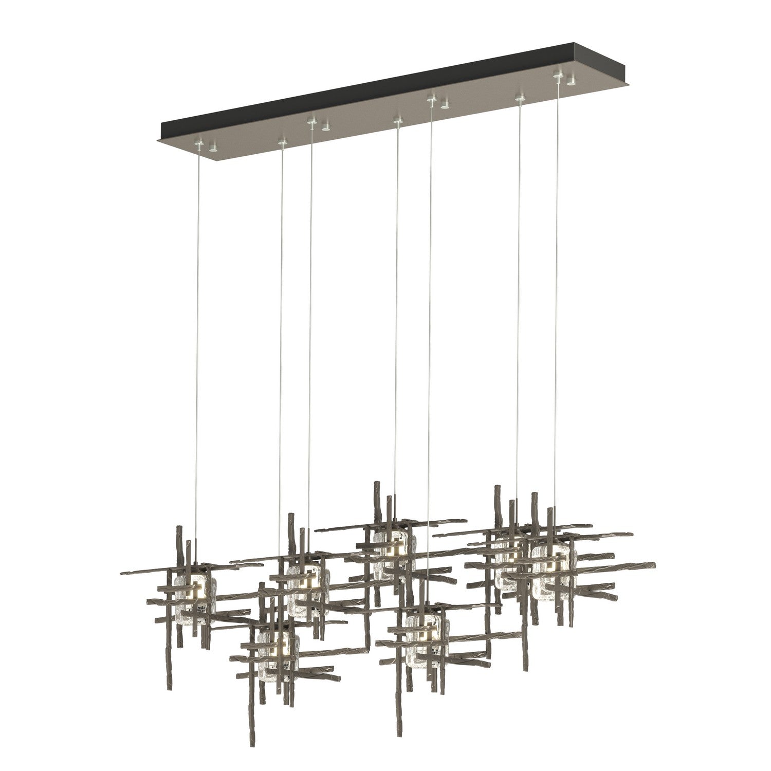 Hubbardton Forge - 131095-SKT-STND-07-II0728 - Tura 7-Light Seeded Glass Pendant - Tura - Dark Smoke