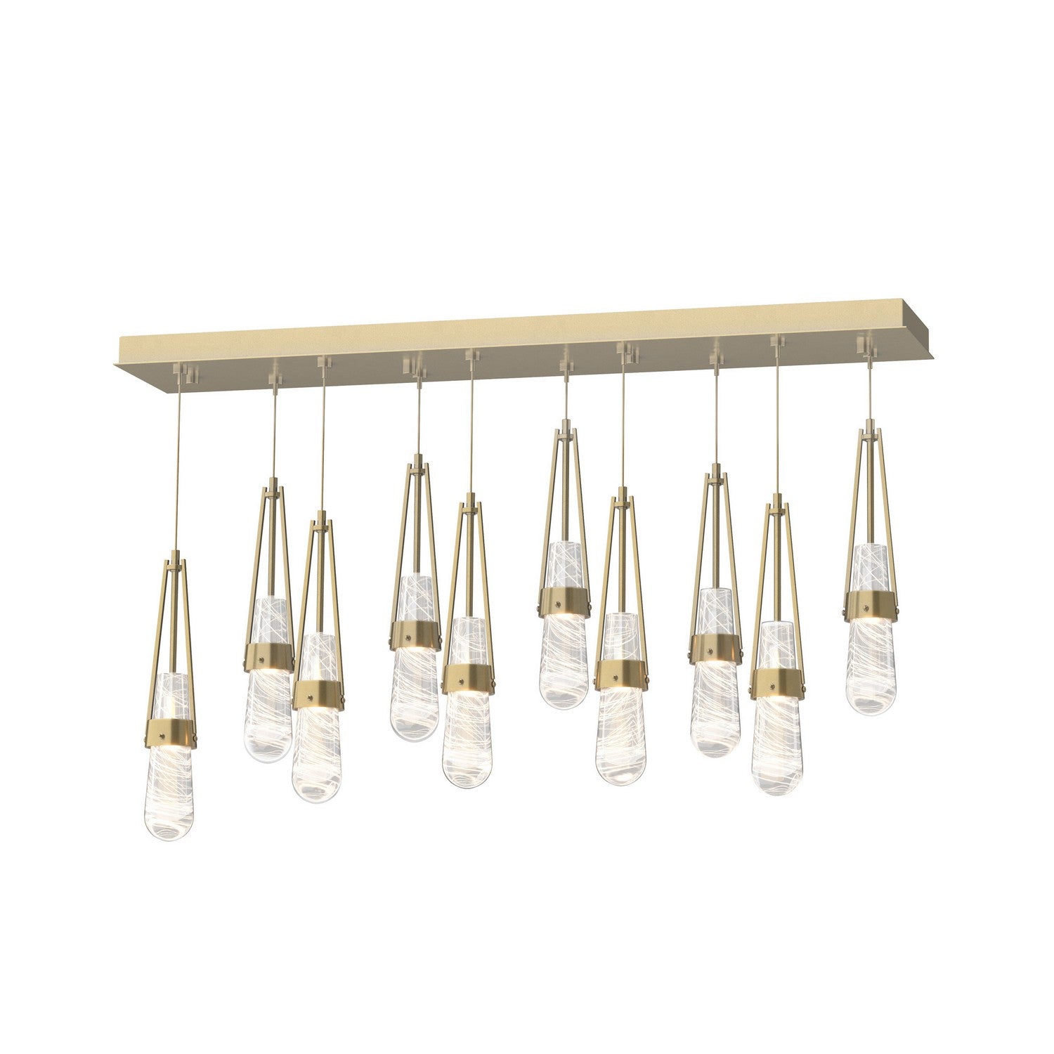 Hubbardton Forge - 131200-SKT-STND-86-YJ0434 - Link 10-Light Blown Glass Pendant - Link - Modern Brass