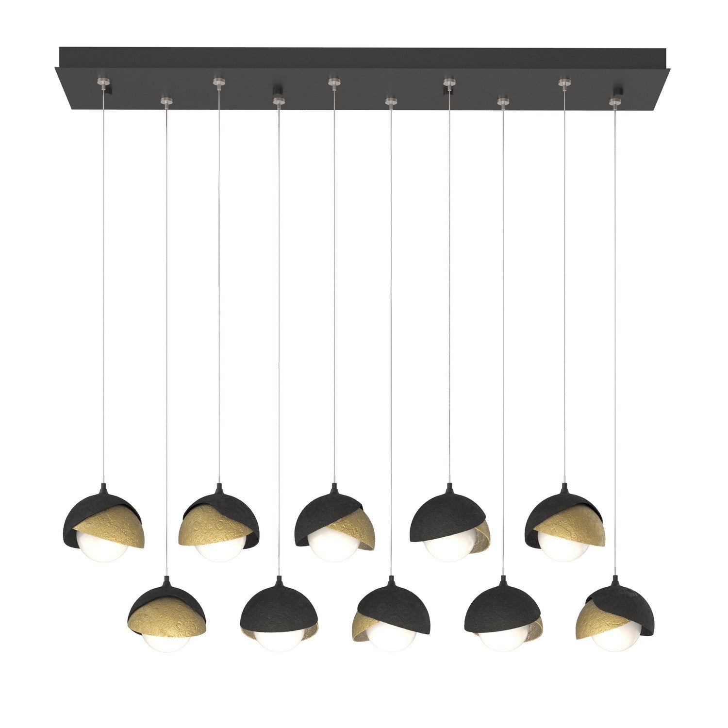 Hubbardton Forge - 131205-SKT-STND-10-86-GG0711 - Brooklyn 10-Light Double Shade Pendant - Brooklyn - Black