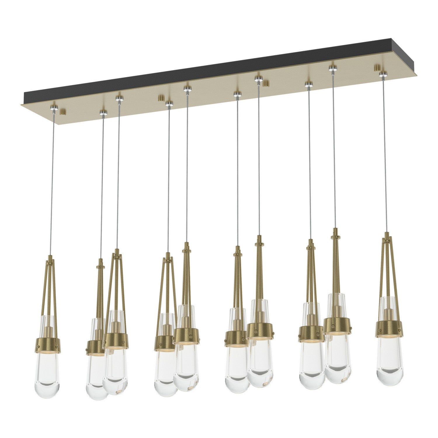 Hubbardton Forge - 131207-SKT-STND-86-ZM0434 - Link 10-Light Clear Glass Pendant - Link - Modern Brass
