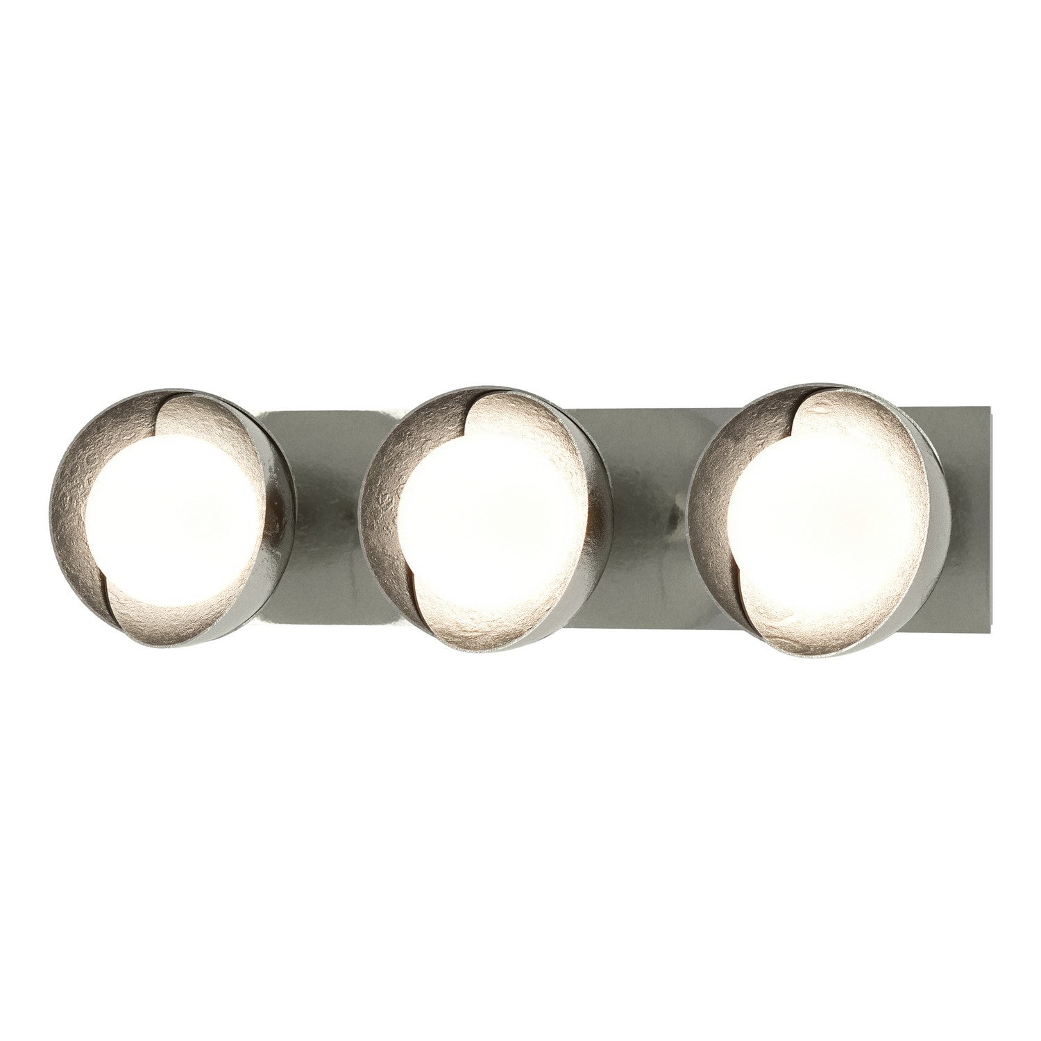 Hubbardton Forge - 201378-SKT-85-85-GG0711 - Brooklyn 3-Light Straight Double Shade Bath Sconce - Brooklyn - Sterling