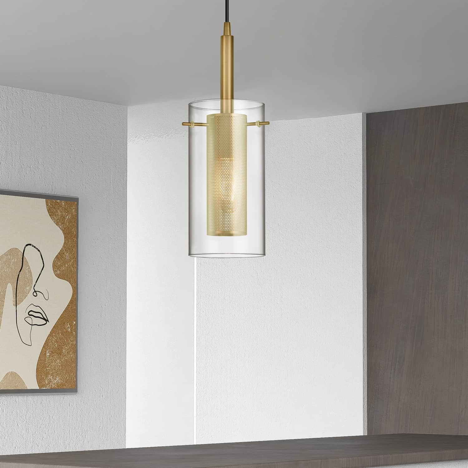 Dainolite Ltd - 30961-CM-AGB - One Light Pendant - Percy - Aged Brass