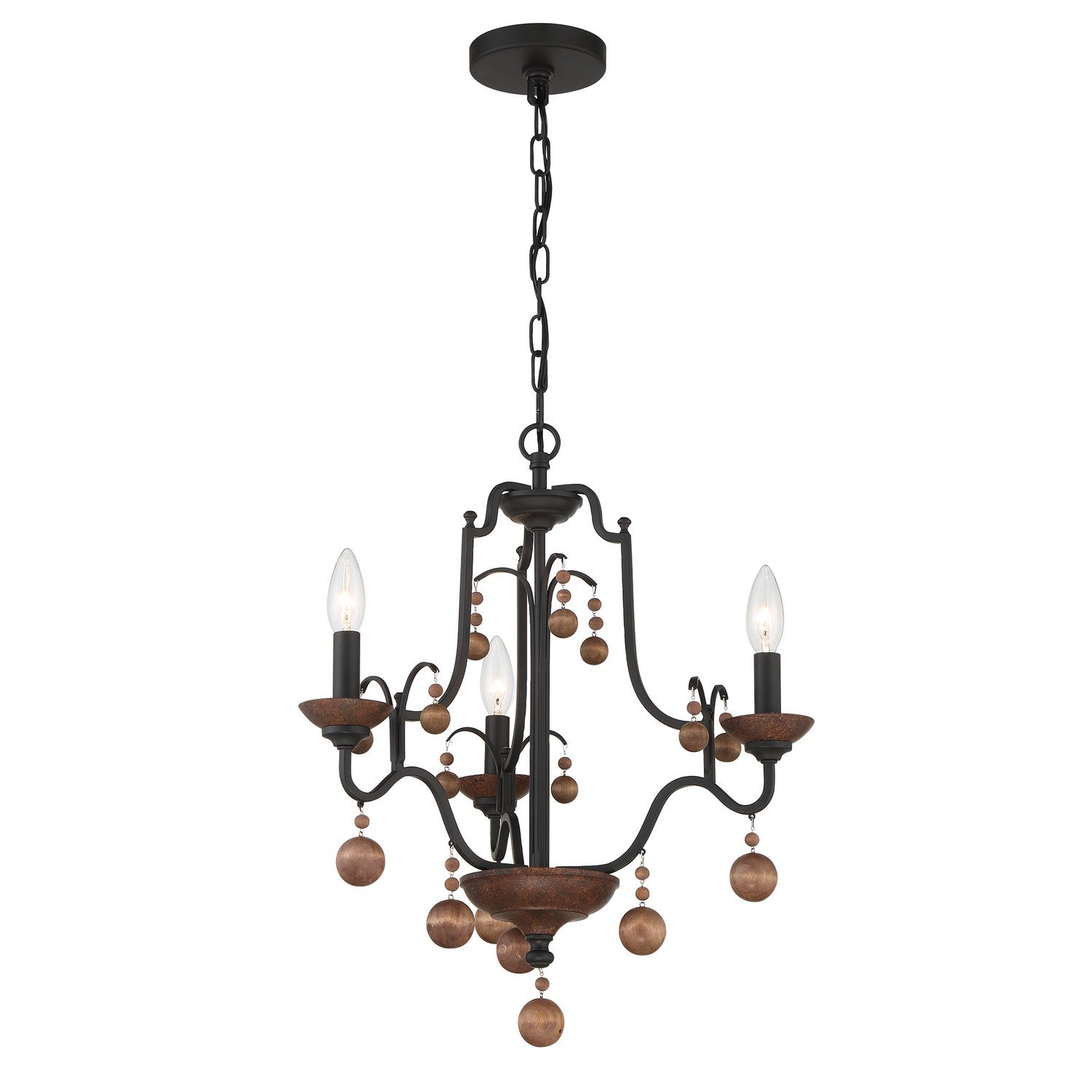 Minka-Lavery - 2663-723 - Three Light Chandelier - Colonial Charm - Old World Bronze w/Walnut