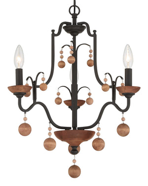 Minka-Lavery - 2663-723 - Three Light Chandelier - Colonial Charm - Old World Bronze w/Walnut