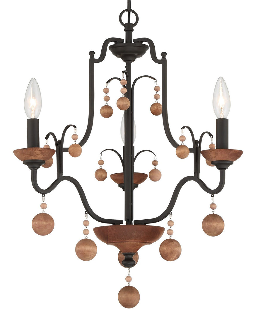 Minka-Lavery - 2663-723 - Three Light Chandelier - Colonial Charm - Old World Bronze w/Walnut
