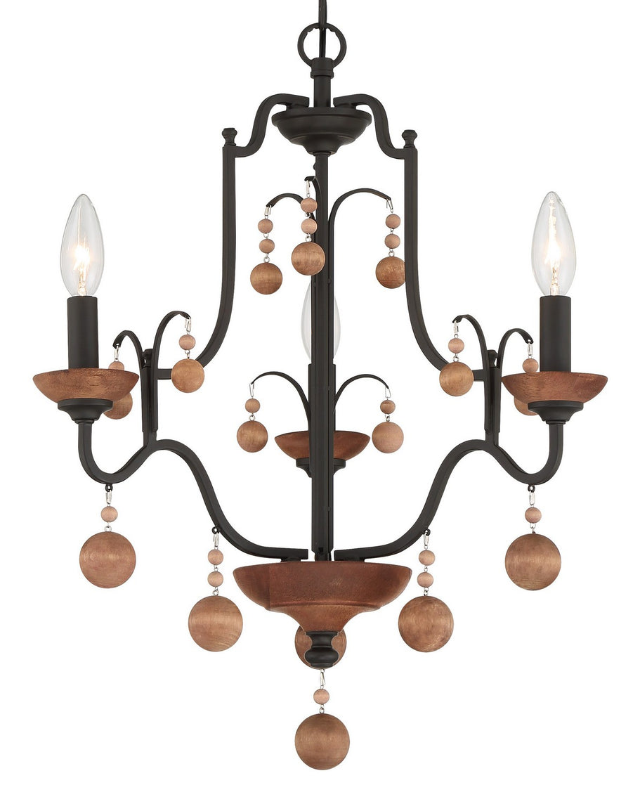 Minka-Lavery - 2663-723 - Three Light Chandelier - Colonial Charm - Old World Bronze w/Walnut