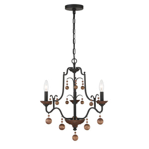 Minka-Lavery - 2663-723 - Three Light Chandelier - Colonial Charm - Old World Bronze w/Walnut