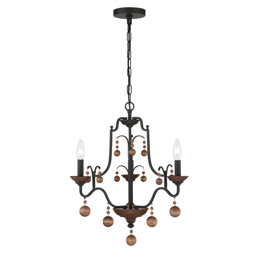 Minka-Lavery - 2663-723 - Three Light Chandelier - Colonial Charm - Old World Bronze w/Walnut