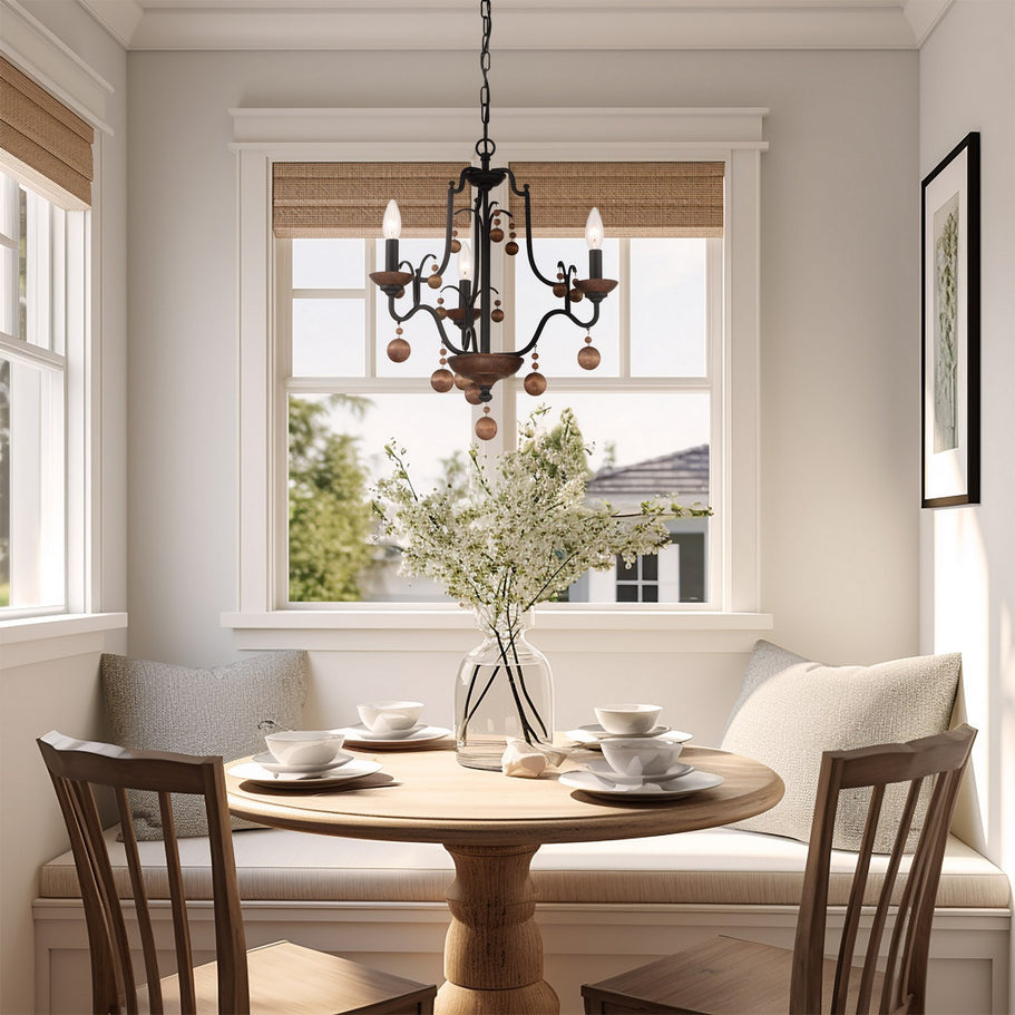 Minka-Lavery - 2663-723 - Three Light Chandelier - Colonial Charm - Old World Bronze w/Walnut