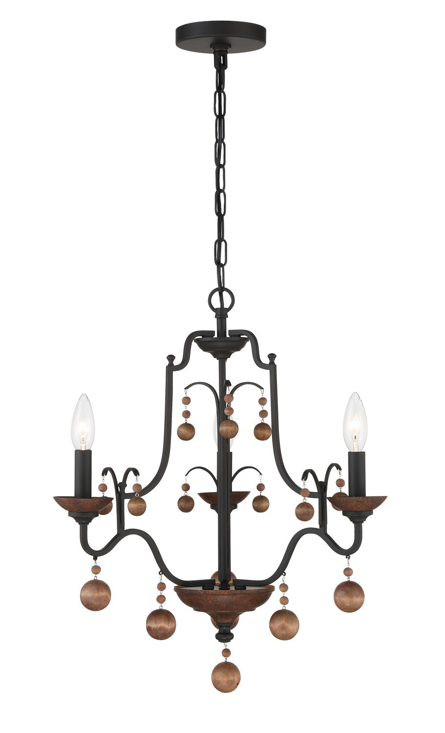 Minka-Lavery - 2663-723 - Three Light Chandelier - Colonial Charm - Old World Bronze w/Walnut