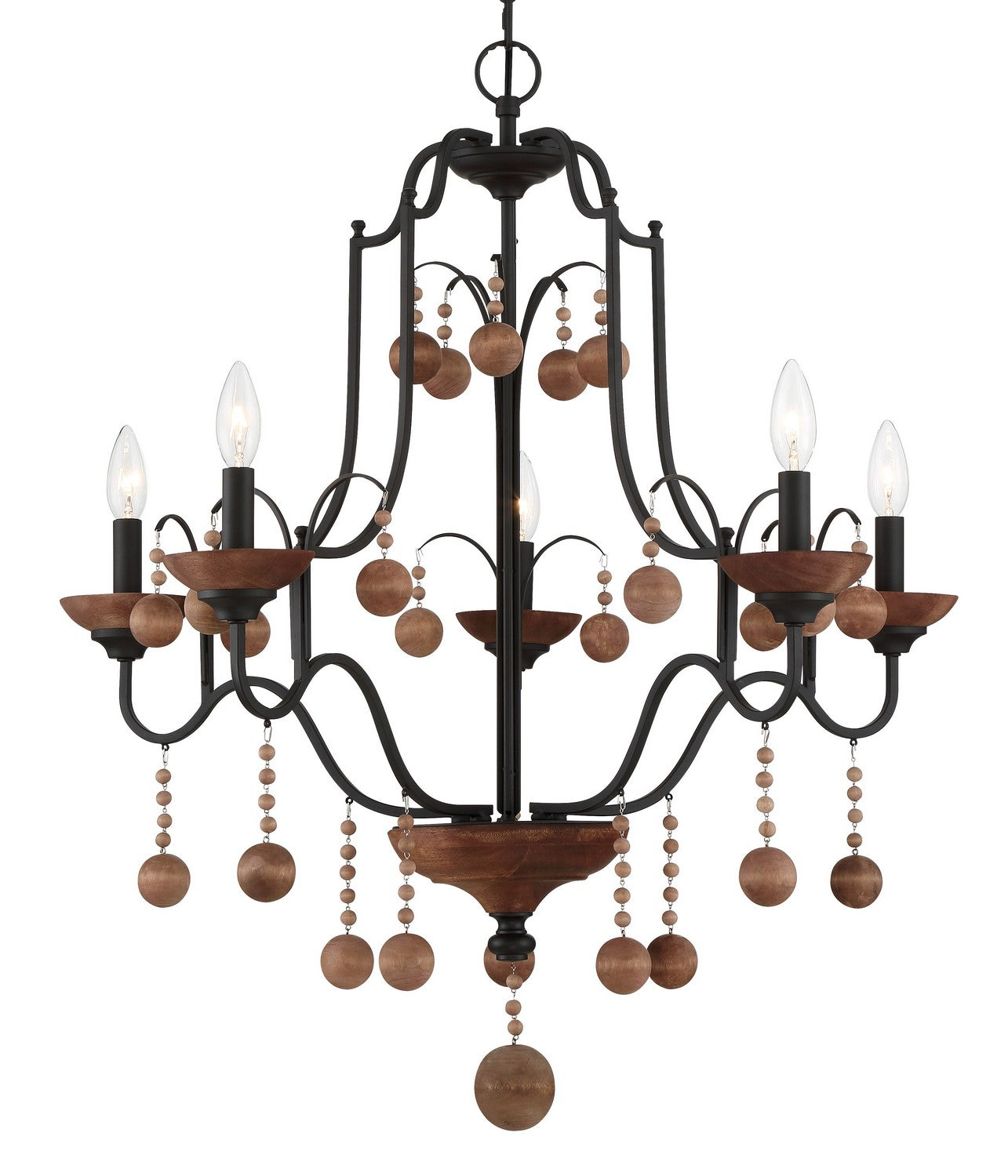 Minka-Lavery - 2665-723 - Five Light Chandelier - Colonial Charm - Old World Bronze w/Walnut